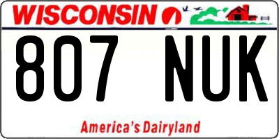 WI license plate 807NUK