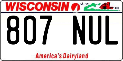 WI license plate 807NUL