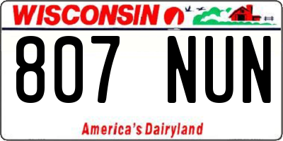 WI license plate 807NUN