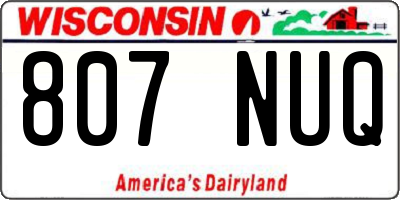 WI license plate 807NUQ