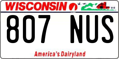 WI license plate 807NUS