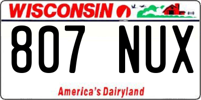 WI license plate 807NUX