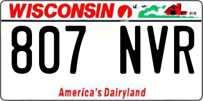 WI license plate 807NVR