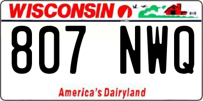 WI license plate 807NWQ