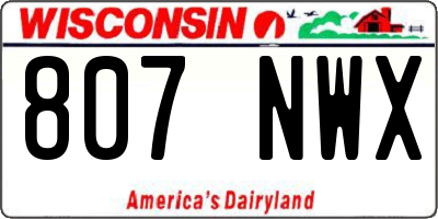 WI license plate 807NWX