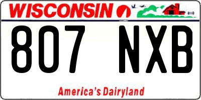 WI license plate 807NXB