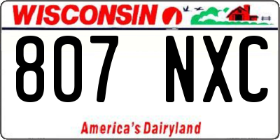 WI license plate 807NXC