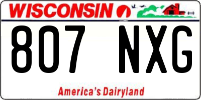 WI license plate 807NXG