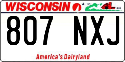 WI license plate 807NXJ