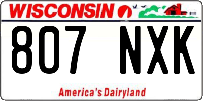 WI license plate 807NXK