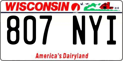 WI license plate 807NYI