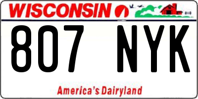 WI license plate 807NYK