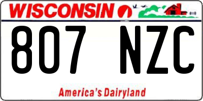 WI license plate 807NZC