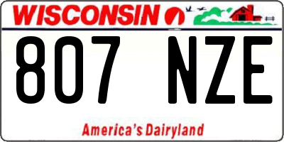 WI license plate 807NZE