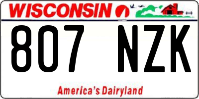 WI license plate 807NZK