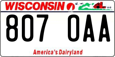 WI license plate 807OAA