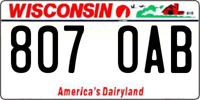 WI license plate 807OAB