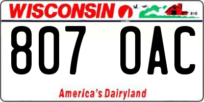 WI license plate 807OAC