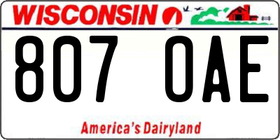 WI license plate 807OAE