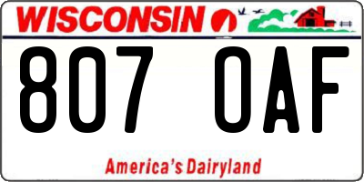 WI license plate 807OAF