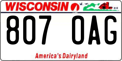 WI license plate 807OAG