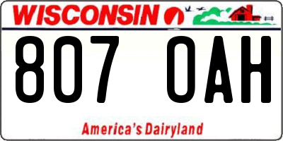 WI license plate 807OAH