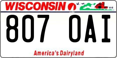 WI license plate 807OAI