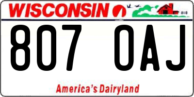 WI license plate 807OAJ