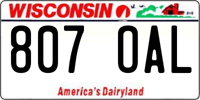 WI license plate 807OAL