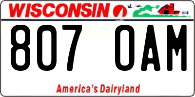 WI license plate 807OAM