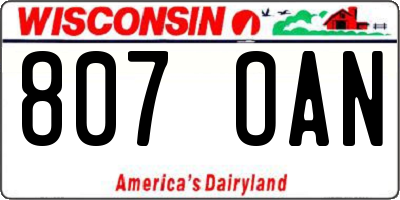 WI license plate 807OAN
