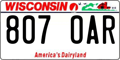 WI license plate 807OAR