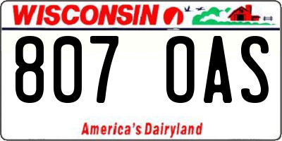 WI license plate 807OAS