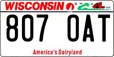 WI license plate 807OAT