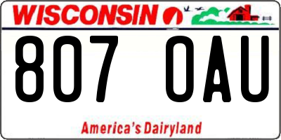 WI license plate 807OAU