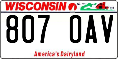 WI license plate 807OAV