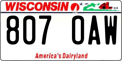 WI license plate 807OAW