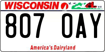 WI license plate 807OAY