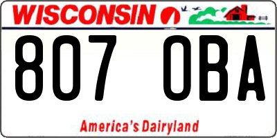 WI license plate 807OBA