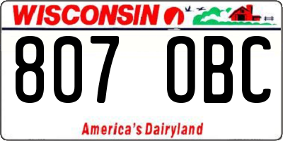 WI license plate 807OBC