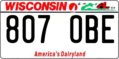 WI license plate 807OBE