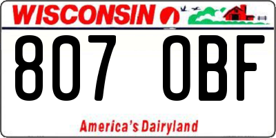 WI license plate 807OBF