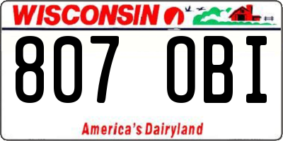 WI license plate 807OBI