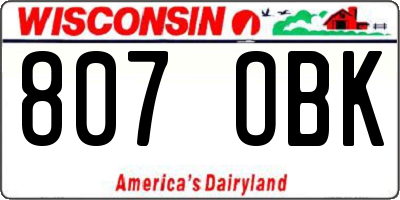 WI license plate 807OBK