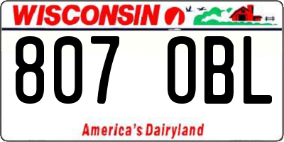 WI license plate 807OBL