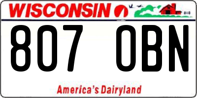 WI license plate 807OBN