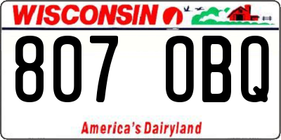 WI license plate 807OBQ