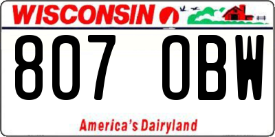 WI license plate 807OBW