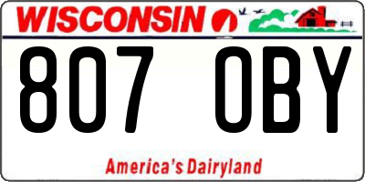WI license plate 807OBY