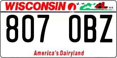 WI license plate 807OBZ